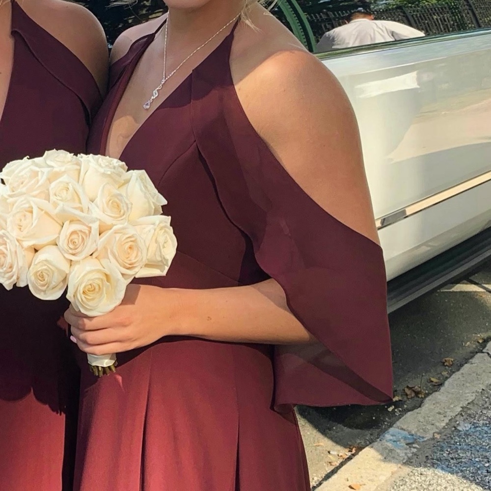 Amsale Maroon Bridesmaid Dress